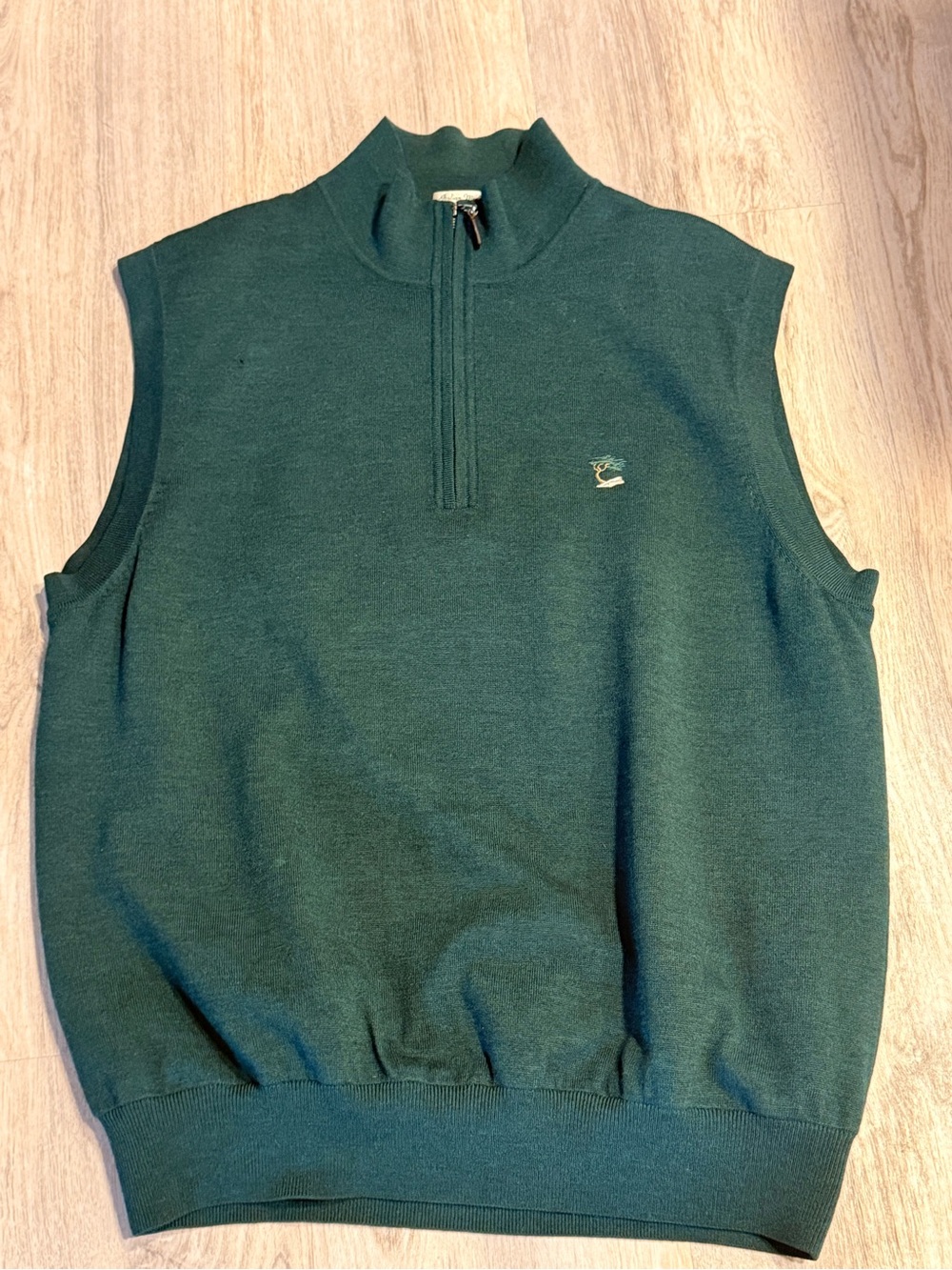 Fairway & Greene Men's L Green Italian Merino Wool Mock Neck Vest